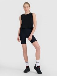 4F Legginsy krótkie dzianinowe damskie - czarne XL. Czarne legginsy 4f, bez wzorów, z dzianiny, sportowe, krótkie. Za 79.99 zł.