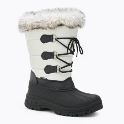 Damskie buty turystyczne śniegowce AULP NOUGAT ocieplane wodoodporne. Białe trekkingi Aulp, bez wzorów, bez zapięcia, trekkingowe. Za 359.99 zł.