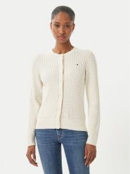 Tommy Hilfiger Kardigan WW0WW43329 Écru Regular Fit. Białe swetry Tommy Hilfiger, xs, bez wzorów, z bawełny, bez ramiączek. Za 649.99 zł.