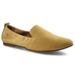 Żółte Półbuty Lemar Damskie Stylowe Obuwie. Żółte półbuty wsuwane Lemar, bez wzorów, z nubiku, eleganckie, bez obcasa, na płaskiej podeszwie. Za 149.00 zł.