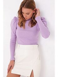 Trend Alacati Sweter w kolorze fioletowym rozmiar: L. Różowe swetry Trend Alacati, l, bez wzorów, z bawełny, bez ramiączek. Za 56.99 zł.