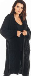 Awama Kardigan Model A393 Black. Czarne swetry Awama, bez wzorów, bez ramiączek. Za 482.63 zł.
