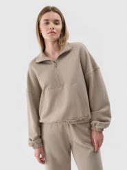 4F Bluza dresowa bez kaptura damska - beżowa XS. Brązowe bluzy bez kaptura 4f, xs, bez wzorów, z bawełny, bez kaptura. W wyprzedaży za 89.99 zł.