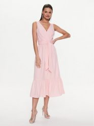 DKNY Sukienka koktajlowa DD3BR685 Różowy Regular Fit. Czerwone sukienki DKNY, bez wzorów, z syntetyku, wizytowe, bez kołnierzyka, bez ramiączek. Za 749.99 zł.