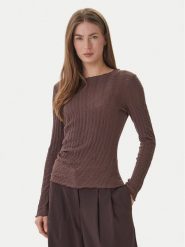 ONLY Bluzka Ella 15368469 Brązowy Slim Fit. Brązowe bluzki ONLY, s, bez wzorów, z bawełny, bez kołnierzyka, bez ramiączek. Za 109.99 zł.