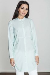 Miętowa Koszula -Tunika Zapinana Na Zatrzaski. Zielone koszule Figl, l, bez wzorów, bez kołnierzyka, bez ramiączek. Za 189.00 zł.