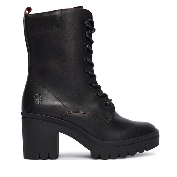 Botki Fly London. Czarne botki Fly London, bez wzorów, bez obcasa, na słupku, bez zapięcia. Za 749.99 zł.