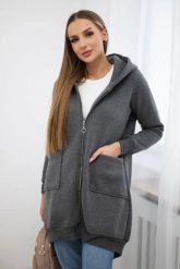Bluza ocieplana z suwakiem z tyłu grafitowa. Szare bluzy KESI, l, bez wzorów, z bawełny, bez ramiączek, bez kaptura. Za 258.24 zł.