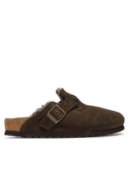 Birkenstock Klapki Boston Fur 1020529 Brązowy. Brązowe klapki Birkenstock, bez wzorów, ze skóry, bez obcasa, bez zapięcia. Za 854.99 zł.