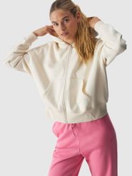 4F Bluza dresowa rozpinana z kapturem damska - beżowa XXL. Brązowe bluzy z kapturem 4f, xs, bez wzorów, z bawełny, z kapturem. W wyprzedaży za 59.99 zł.