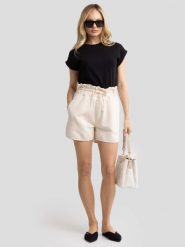 Szorty damskie paperbag kremowe Oliana 103. Białe szorty BIG STAR, bez wzorów, z dzianiny, eleganckie. W wyprzedaży za 99.99 zł.