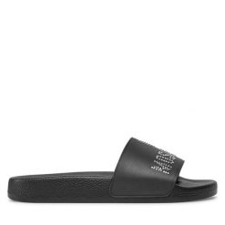 Klapki LOVE MOSCHINO. Czarne klapki Love Moschino, bez wzorów, bez obcasa, bez zapięcia. Za 649.99 zł.