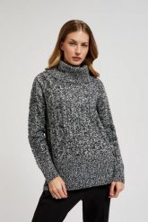 Sweter z grubym goltem czarny. Czarne swetry MOODO, l, bez wzorów, z elastanu, bez ramiączek. W wyprzedaży za 59.99 zł.