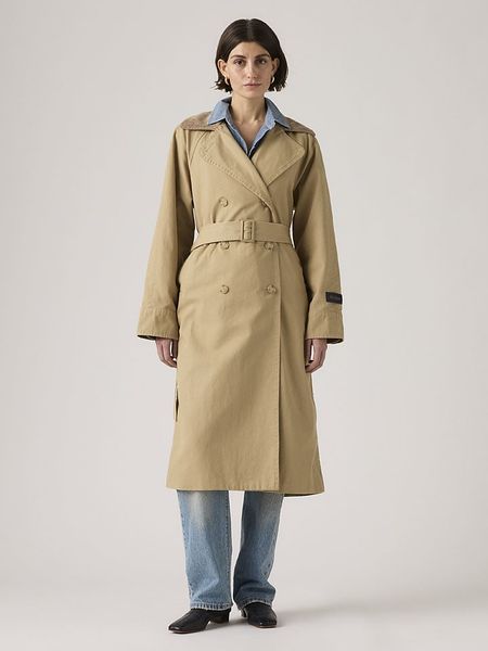 Levi's Trencz w kolorze beżowym rozmiar: XL. Brązowe płaszcze Levi's, s, bez wzorów, z bawełny, bez kaptura. Za 349.95 zł.