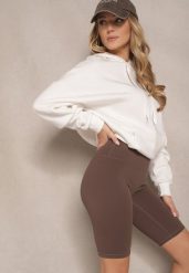 Brązowe Szorty Kolarki High Waist Basalla. Brązowe szorty Renee, bez wzorów. W wyprzedaży za 39.99 zł.