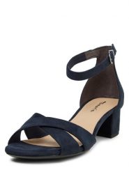 Tamaris Sandały Kobiety Tekstylia niebieski jednolity, 38. Niebieskie sandały Tamaris, bez wzorów, bez obcasa, na obcasie, bez zapięcia. Za 249.95 zł.