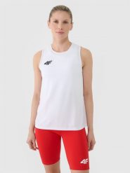 4F Top treningowy szybkoschnący damski - biały XS. Białe topy sportowe 4f, xs, bez wzorów, z dzianiny, do biegania. Za 119.99 zł.