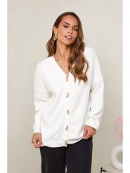 Soft Cashmere Kardigan w kolorze kremowym rozmiar: 34/36. Brązowe swetry Soft Cashmere, bez wzorów, klasyczne, bez ramiączek. Za 147.95 zł.