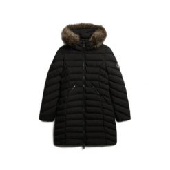 Parka dla kobiet Superdry Fuji. Czarne płaszcze Superdry, na zimę, bez wzorów, bez kaptura. Za 630.10 zł.