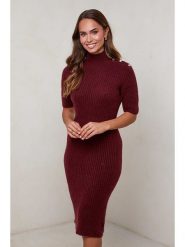 L'armoire de Suzette Sukienka dzianinowa w kolorze bordowym rozmiar: 34/36. Czerwone sukienki L'armoire de Suzette, l, bez wzorów, z dzianiny, klasyczne, bez kołnierzyka, bez ramiączek, midi. Za 127.05 zł.