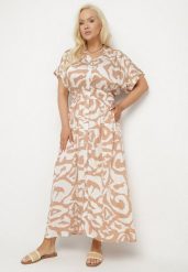 Beżowa Wiskozowa Sukienka o Koszulowym Kroju z Gumką w Talii Mevolirae. Brązowe sukienki Born2be, do pracy, plus size, bez wzorów, z wiskozy, biznesowe, bez kołnierzyka, plus size, bez ramiączek, mini, koszulowe. W wyprzedaży za 76.49 zł.