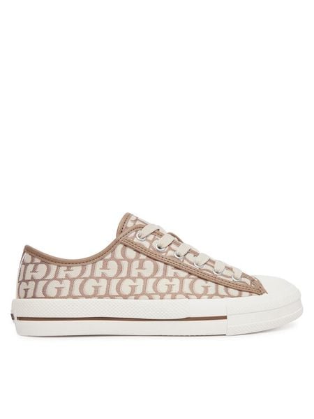 Guess Trampki FLTC3Y FAL12 Beżowy. Brązowe trampki Guess, z aplikacjami, z materiału, bez zapięcia. Za 364.99 zł.
