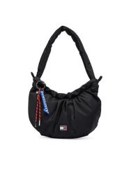 Tommy Jeans Torebka Tjw Icon Charms Shoulder Bag AW0AW18780 Czarny. Czarne torebki klasyczne Tommy Jeans, bez wzorów, z jeansu, bez dodatków. Za 369.99 zł.