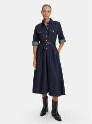 Liu Jo Sukienka jeansowa UF5148 D0268 Granatowy Regular Fit. Niebieskie sukienki Liu Jo, bez wzorów, z bawełny, bez kołnierzyka, bez ramiączek. Za 1,129.00 zł.