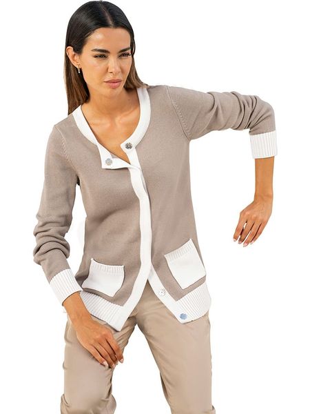 Heine Kardigan w kolorze beżowym rozmiar: 42. Brązowe swetry Heine, bez wzorów, z bawełny, bez ramiączek. Za 78.66 zł.