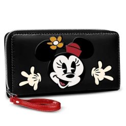 Portfel damski Karactermania Minnie. Czarne portfele Disney, bez wzorów, z materiału. Za 165.50 zł.