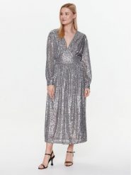 Dixie Sukienka koktajlowa AHGDTCZA Srebrny Regular Fit. Szare sukienki Dixie, m, bez wzorów, z syntetyku, wizytowe, bez kołnierzyka, bez ramiączek. Za 449.99 zł.