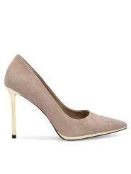 Eva Minge Szpilki JEANNETTE-2508-1-3 Beżowy. Brązowe szpilki Eva Minge, bez wzorów, ze skóry, bez obcasa, na szpilce, bez zapięcia. Za 429.99 zł.