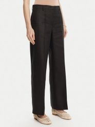 Weekend Max Mara Spodnie materiałowe Malizia 2515131052 Czarny Regular Fit. Czarne spodnie materiałowe Weekend Max Mara, bez wzorów, ze lnu. Za 1,069.00 zł.
