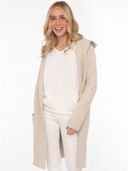 Zwillingsherz Kardigan "Janina" w kolorze beżowym rozmiar: S/M. Brązowe swetry Zwillingsherz, m, bez wzorów, bez ramiączek. Za 208.99 zł.