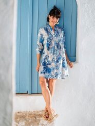 Isla Bonita by SIGRIS Sukienka w kolorze niebiesko-białym rozmiar: XL. Białe sukienki Isla Bonita by SIGRIS, xl, bez wzorów, z bawełny, bez kołnierzyka, bez ramiączek, midi. Za 114.71 zł.