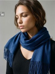 Szalik z frędzlami - niebieski. Niebieskie szaliki i kominy Sinsay, bez wzorów. Za 15.99 zł.