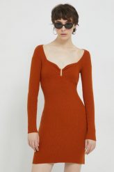 Abercrombie & Fitch sukienka kolor brązowy mini dopasowana. Brązowe sukienki Abercrombie & Fitch, l, bez wzorów, z dzianiny, bez kołnierzyka, bez ramiączek, maxi, dopasowane. W wyprzedaży za 309.99 zł.