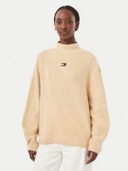 Tommy Jeans Sweter Badge DW0DW23349 Beżowy Relaxed Fit. Brązowe swetry Tommy Jeans, l, bez wzorów, z jeansu, bez ramiączek. Za 449.99 zł.