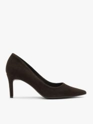 Czekoladowe czółenka ze skóry welurowej. Brązowe czółenka Brawo sp. z o.o., bez wzorów, ze skóry, eleganckie, bez obcasa, na obcasie, bez zapięcia. Za 379.99 zł.