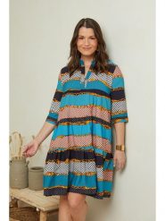 Curvy Lady Sukienka w kolorze niebieskim ze wzorem rozmiar: 44/46. Niebieskie sukienki Curvy Lady, bez wzorów, z wiskozy, klasyczne, bez kołnierzyka, bez ramiączek, mini. Za 73.76 zł.