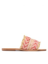 Manebi Klapki Leather Sandals S 8.3 Y0 Różowy. Czerwone klapki Manebi, bez wzorów, z materiału, bez obcasa, bez zapięcia. Za 339.99 zł.