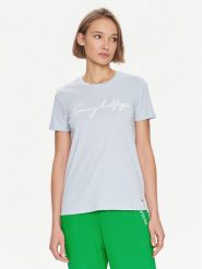 Tommy Hilfiger T-Shirt Signature WW0WW41674 Błękitny Regular Fit. Niebieskie t-shirty Tommy Hilfiger, s, bez wzorów, z bawełny, bez kołnierzyka, bez ramiączek. Za 89.99 zł.
