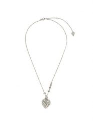 Guess Naszyjnik Heart Cage JUBN03 099JW Srebrne rodowanie. Szare naszyjniki Guess, z tworzywa sztucznego, srebrne. Za 199.99 zł.