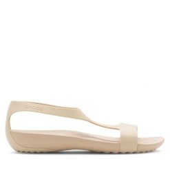 Sandały Crocs. Brązowe sandały Crocs, bez wzorów, bez obcasa, na płaskiej podeszwie, bez zapięcia. Za 149.99 zł.
