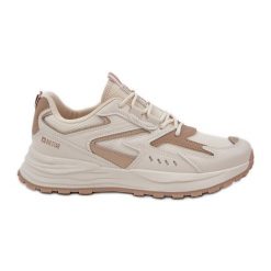 Buty Sportowe Damskie Big Star NN274A096 HI-POLY System Beżowe beżowy. Brązowe buty treningowe bez wzorów, ze skóry, bez zapięcia. Za 237.59 zł.