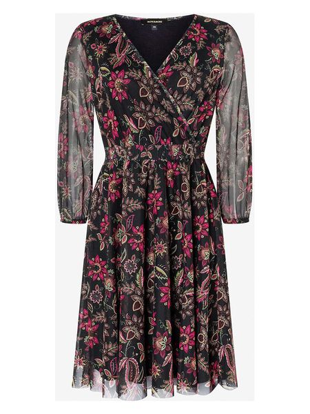 More & More Sukienka w kolorze czarno-różowym rozmiar: 38. Czarne sukienki More & More, bez wzorów, bez kołnierzyka, bez ramiączek, midi, kopertowe. Za 123.25 zł.