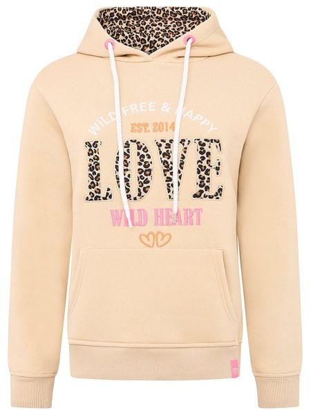 Zwillingsherz Bluza "Wild Love" w kolorze beżowym rozmiar: S/M. Brązowe bluzy Zwillingsherz, m, bez wzorów, z kapturem. Za 227.31 zł.