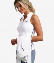 Koszulka Damska Elegance Tennis/Padel/Golf. Białe swetry NORDICDOTS, bez wzorów, z materiału, eleganckie, bez ramiączek. Za 250.00 zł.