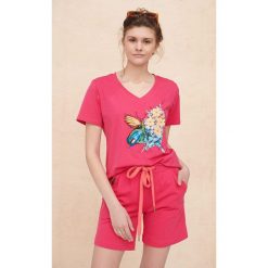 T-Shirt Damski Flafy BS Malinowy. Różowe t-shirty blue shadow, s, z aplikacjami, z bawełny, bez kołnierzyka, bez ramiączek. Za 169.90 zł.