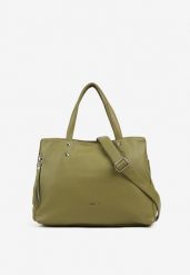 Zielona Torebka Duża Shopper z Bocznym Suwakiem Soravine. Zielone shopper bag Renee, bez wzorów, z jeansu, biznesowe, duże, bez dodatków. W wyprzedaży za 135.99 zł.